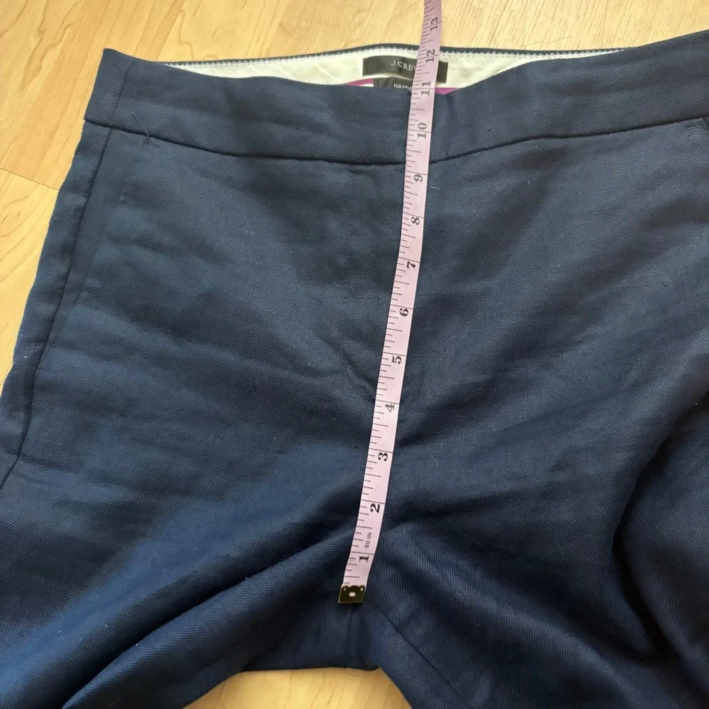 J CREW Hayden Kickout Crop Pant In Stretch Linen Navy‎ Blue Sie 8P